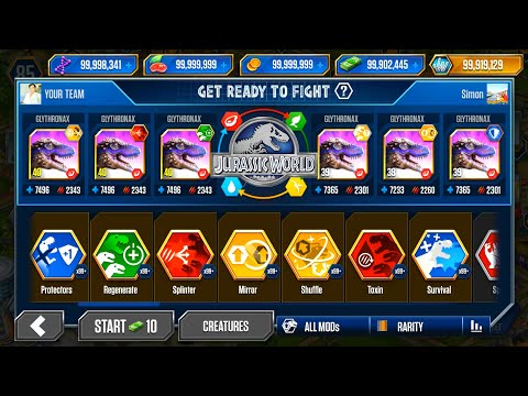 GLYTHRONAX X3 vs GLYTHRONAX X3 (PVP) SUPER MODs (999+) - JURASSIC WORLD THE GAME