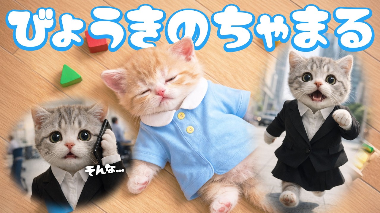 【社畜ねこのむぎ】そんな...!? ちゃまるが倒れたと聞き心配になるむぎ🚑