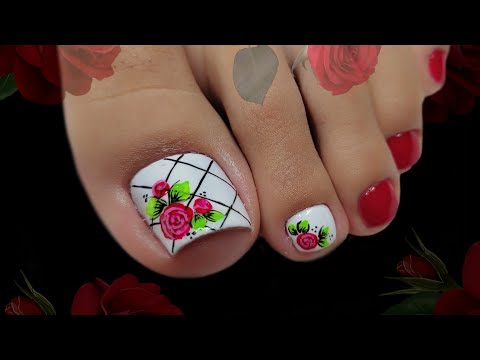 Diseño de uñas con ROSAS ROJAS 🌹/uñas decoradas con flores