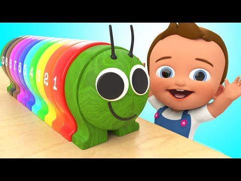 Learning Numbers & Colors for Children with Wooden Caterpillar Toy Set 3D Kids Toddlers Educational