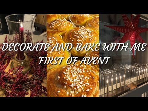 CHRISTMAS DECORATE WITH ME |KITCHEN+ADVENT LIGHTS + BAKING SWEDISH SAFFRON BUNS