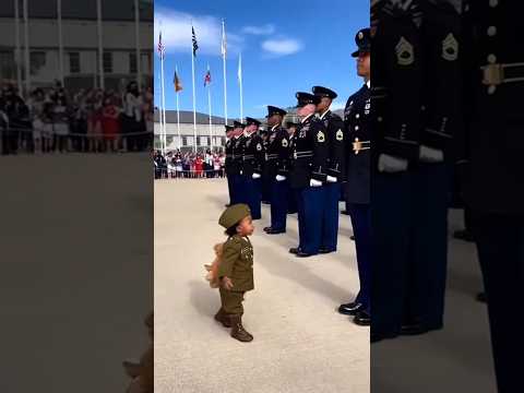 Tiny Toddler Commands the Parade: Adorable Military Homecoming Surprise in