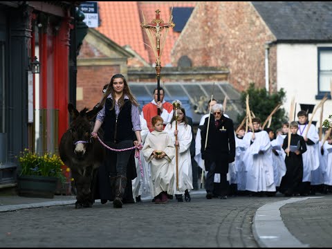 Palm sunday at Ripon Cathedral with live donkey