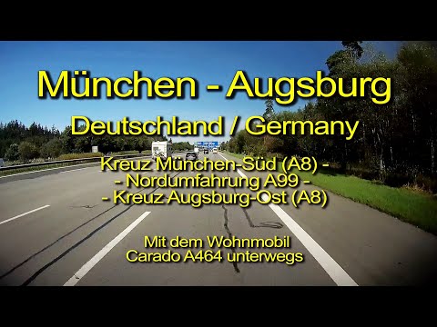 München - Augsburg / Autobahn A8 & A99 & A8 / Deutschland / Full length / Timelapse