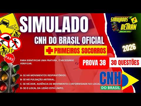 SIMULADO DE PRIMEIROS SOCORROS  COM DICAS  - PROVA 38 #simuladocnhdobrasil2026  #detranmg2026 ✅