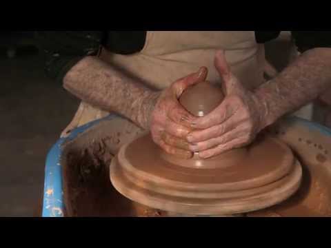 Ceramicist David Garland throwing, slipping and decorating a bowl for Tate Britain