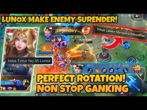 LUNOX MAKE ENEMY SURRENDER! LUNOX PERFECT ROTATION NONSTOP GANKING - LUNOX GAMEPLAY MOBILE LEGENDS