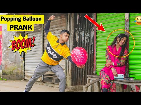 Popping Balloon PRANK on cute girls | Crazy REACTION with Popping Balloons | All Time Best Pranks