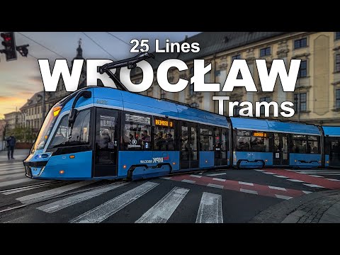 🇵🇱 Wrocław Trams - All the Lines - Wrocław Charming City in Poland (2025) [4K]