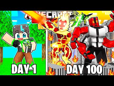 I Survived 100 Days as BEN 10 in Hardcore Minecraft!😱👽