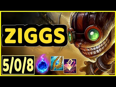 ZIGGS VS KALISTA - 5/0/8 KDA ADC GAMEPLAY