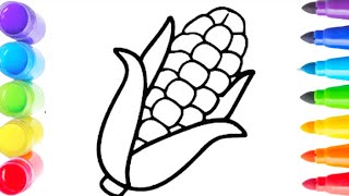 How to Draw a Corn | Drawing and Coloring a Cute Corn | Corn Drawing