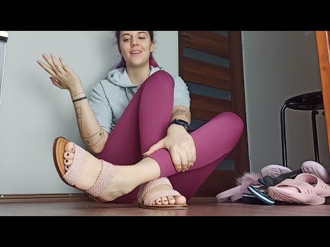 Shoes collection: outdoor slippers, sandals and flip flops.