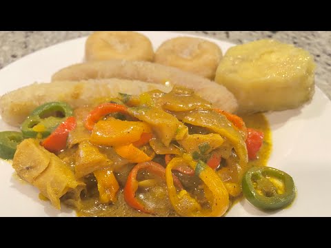 Coconut curry saltfish with dumplings, banana & yam | Easter recipe