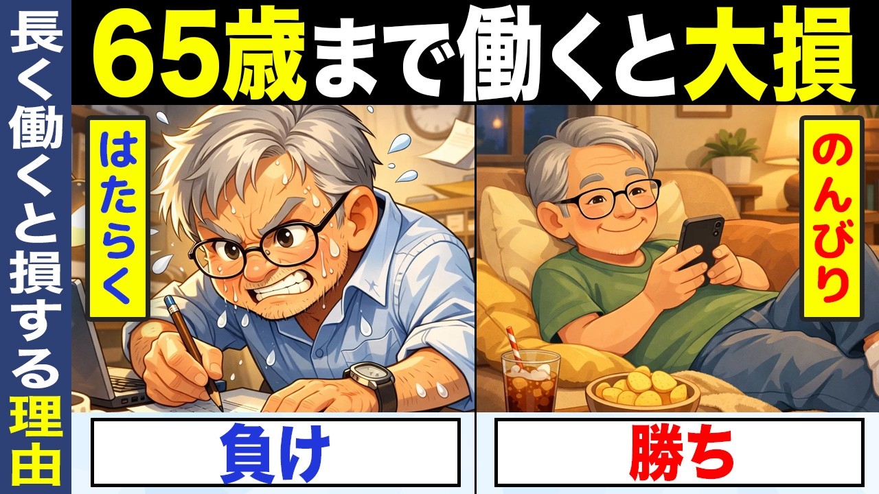 【政府の罠】65歳まで働くと大損します！国の仕組みに気づいた人は60歳で辞めています【繰り下げ受給】