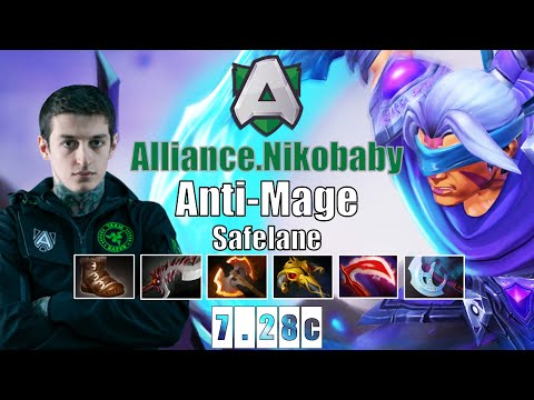 Anti-Mage Safelane | Alliance.Nikobaby | TOO FAST FARMING ANTI-MAGE | 7.28c Gameplay Highlights