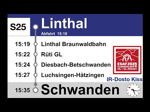 ZVV Ansagen, S25 (Linthal-Schwanden GL) | ESAF 2025 | RABe 511 IR-Dosto Kiss