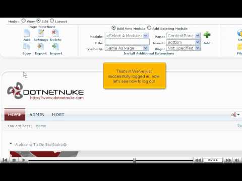 How to login to DotNetNuke - DotNetNuke Tutorials
