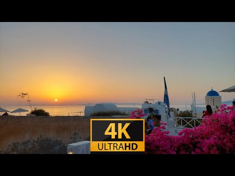 Santorini Sunset Walk in Oia 4K