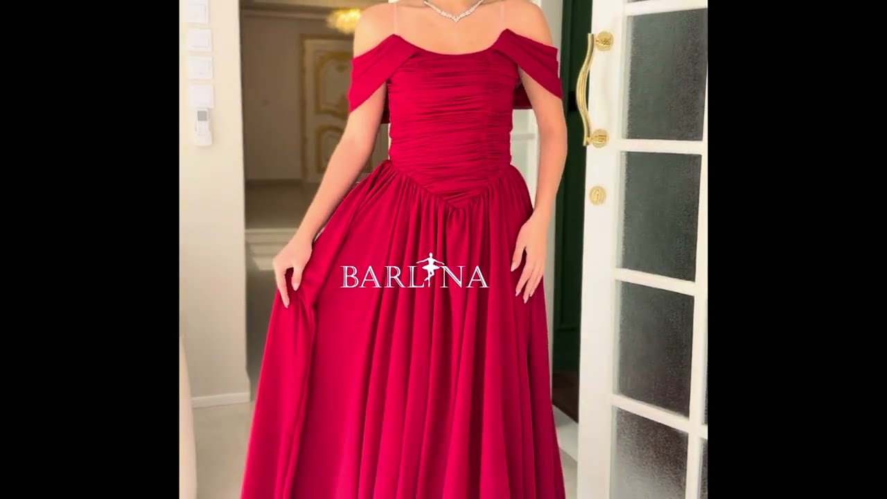  فستان برغندي ناعم بتصميم أوف شولدر انيق - M