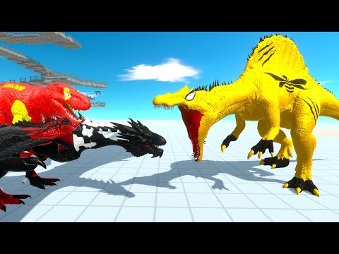 BUMBLEBEE SPINO vs T-REX & DRAGON DEATH CLIMB - Animal Revolt Battle Simulator