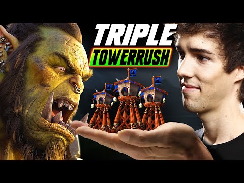 The TRIPLE TOWER RUSH. And cheese stage 2! Then, a wonderful macro game - WC3 - Grubby