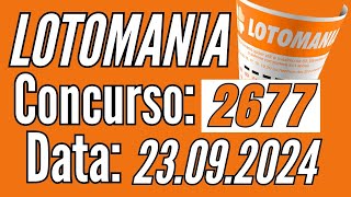 ???? Lotomania 23/09, Resultado da Lotomania 2677, Lotomania de hoje,