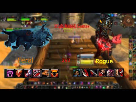 wotlk classic feral + rogue 2v2 pvp arena high rated games 2300 MMR