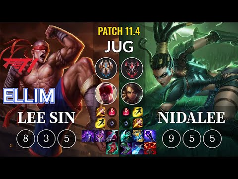 T1 Ellim Lee Sin vs Nidalee Jungle - KR Patch 11.4