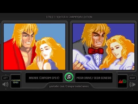 Dual Longplay [33] Street Fighter II CE (Arcade vs Sega Genesis) Side by Side Comparison