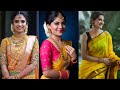 Most Beautiful Yellow Sarees With Contrast Blouse Yellow Sarees Collection Yellow Saree