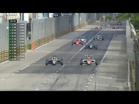 China Formula 4 Championship 2022. Race 1 Macau Grand Prix. Restart Battle for Win