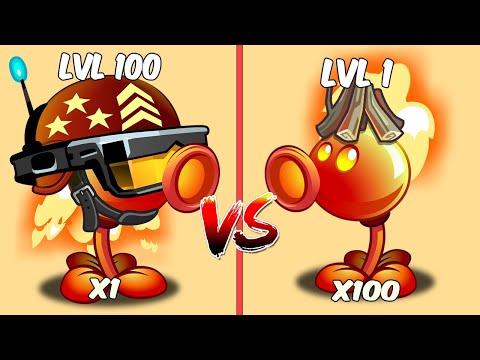 PvZ 2 Challenge - All Plants Level 1 x100 Vs Level 100 x1 Vs 10 Sunday Edition Zombies Level 10