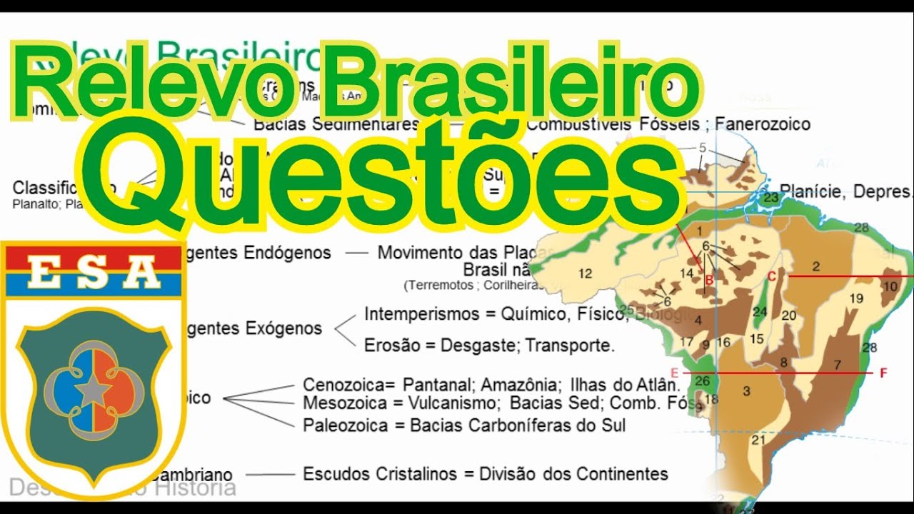 Exercícios sobre o Relevo Brasileiro - Geografia para EsSA - EsPCEX - ENEM
