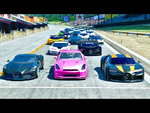 Bugatti Hypercars vs Nissan GTR Barbie Monster - Drag Race 20 KM