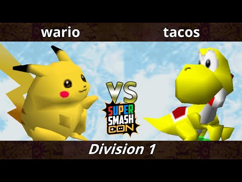 SSC 2022 Division 1 - wario (Pikachu) Vs. tacos (Yoshi, Falcon) SSB64 Smash Bros Tournament