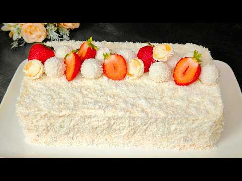 Raffaello cake, so moist and so delicious. Cake that melts in your mouth.