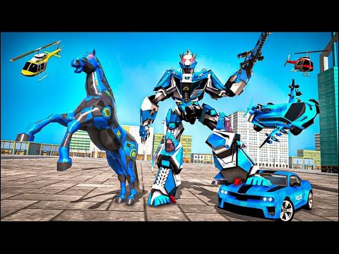 US Police Horse Robot Car: Flying Horse Car Transform Game 2021 - Android Gameplay