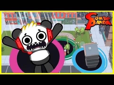 Let's Play Hole.io with Combo Panda! I ATE A WHOLE BUILDING !!!
