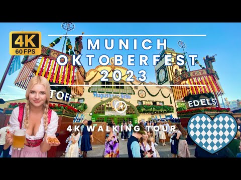 Munich, Germany 4K Oktoberfest 🇩🇪 Wiesn 2023 - worlds largest folk festival 🍻