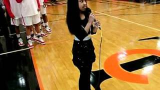 Alexandria DeLoach singing the National Anthem