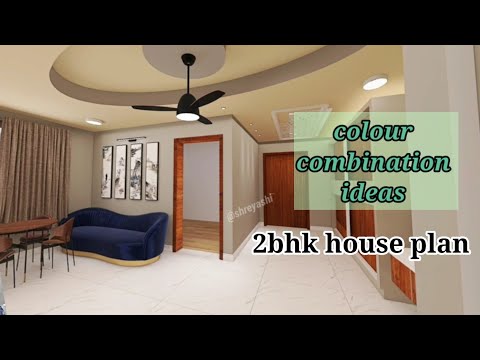 project no #7, color combination ideas, renovation of old flat, 2BHK house plan, 3d design