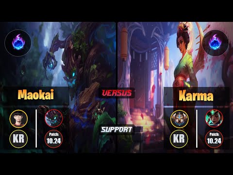 Irove MAOKAI (Support) [Arcane Comet] VS KARMA - Challenger KR Patch 10.24