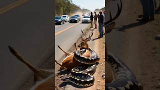 Unbelievable attack of python on deer😱😱 #python #snake #deer #shorts #ytshorts #ytviral