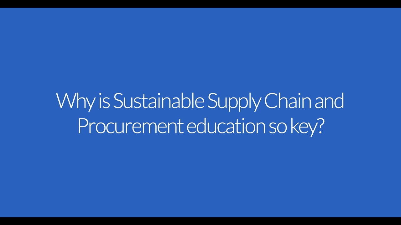 Why is Sustainable Supply Chain and Procurement education so key?