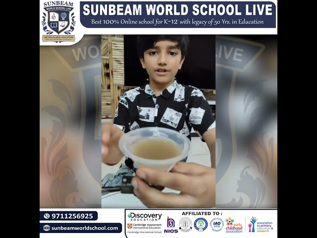 Vrihad Singh, Grade 6 student is showing the separation method of sedimentation and decantation.
