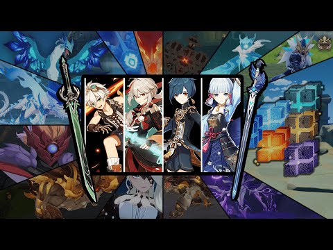 Full Sword Party Against All Bosses In The Game [2.1 Patch] - Genshin Impact