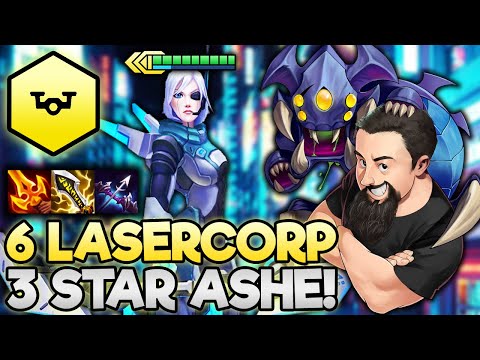 3 Star Ashe - 6 Lasercorp Reroll!! | TFT Monsters Attack | Teamfight Tactics