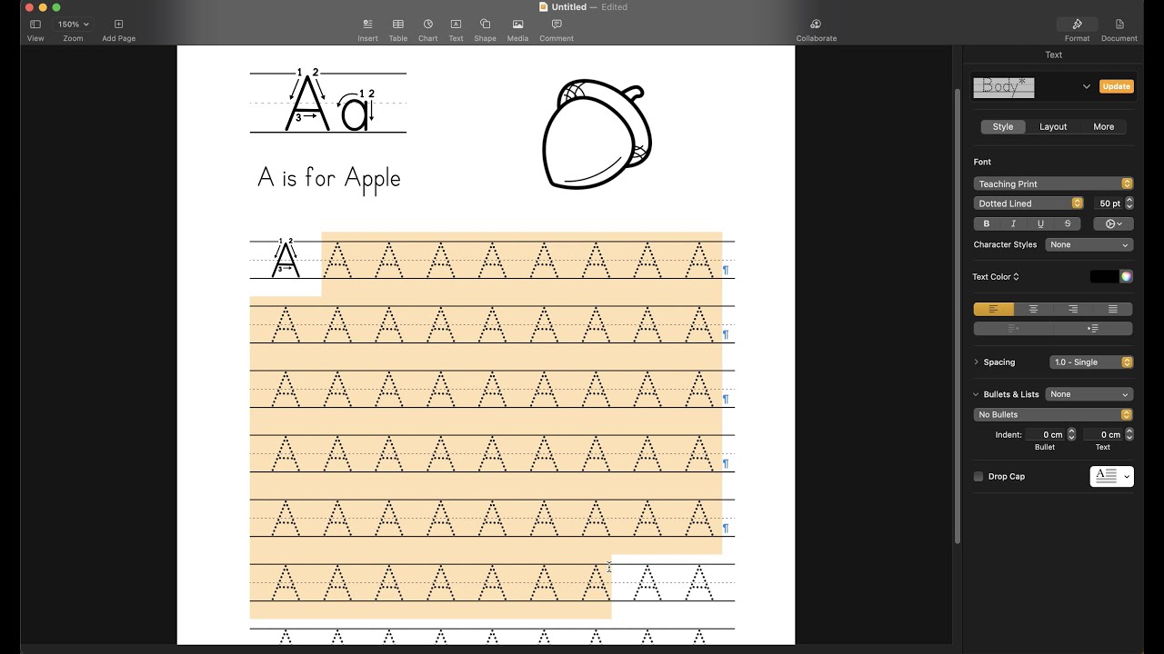 Create a Custom Tracing Worksheet with the Teaching Print Font
