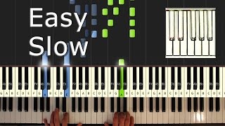 Counting Crows - Colorblind SLOW - Piano Tutorial Easy - How To Play (synthesia)